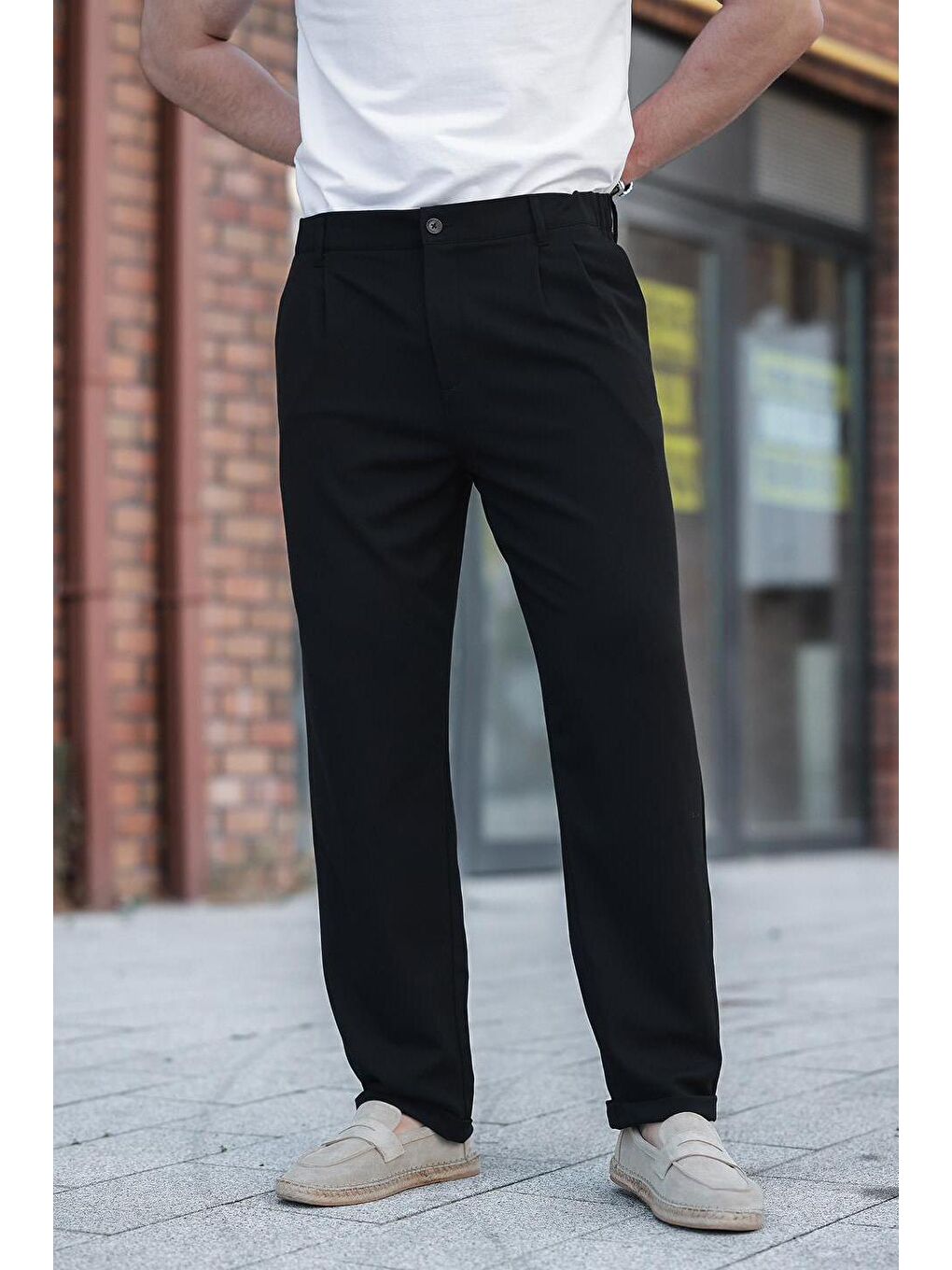 Siyah  Erkek Kumaş Pantolon E6577-1