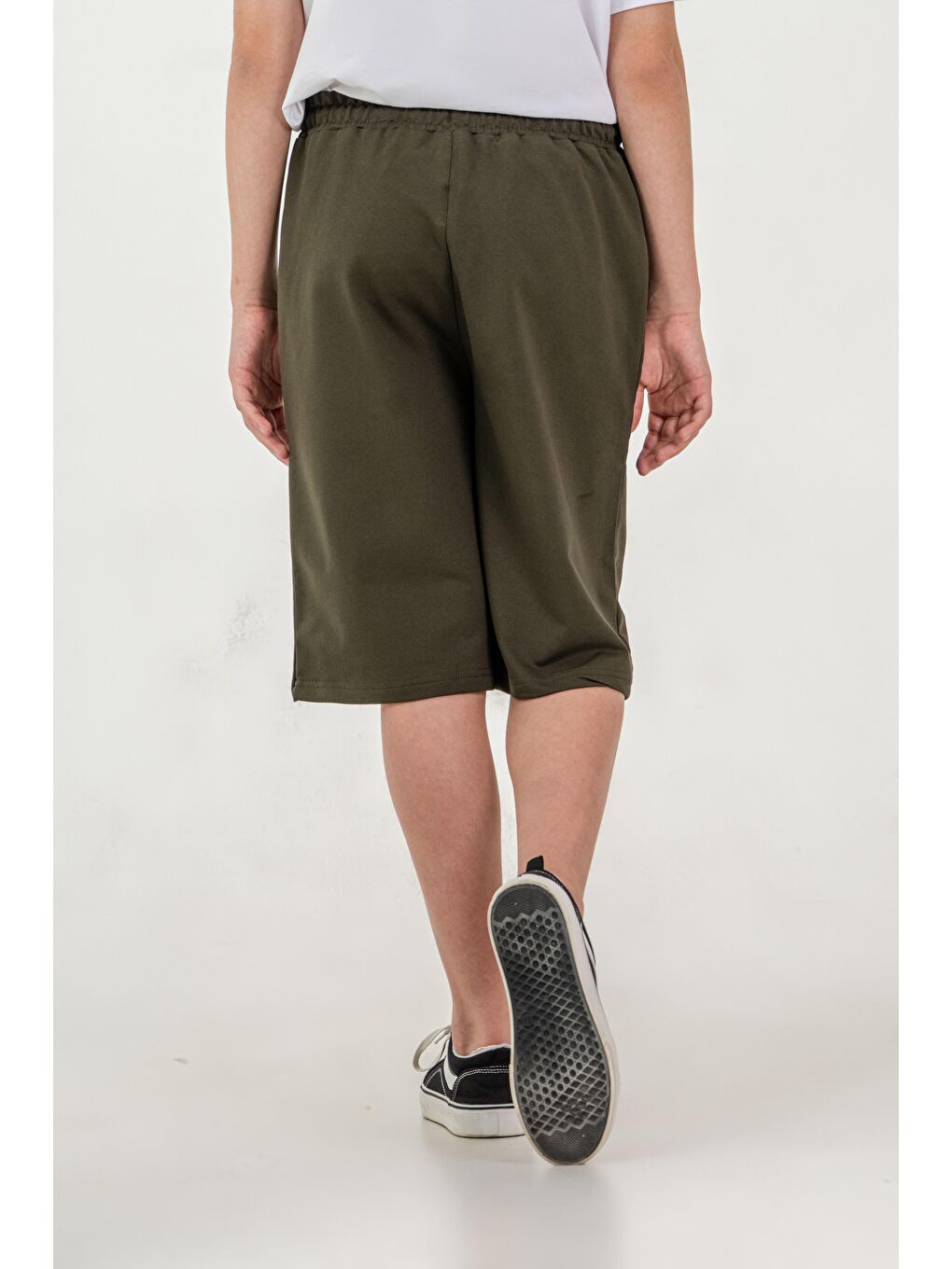Haki Sport Baskılı Cepler Fermuarlı Erkek Çocuk Şort-5