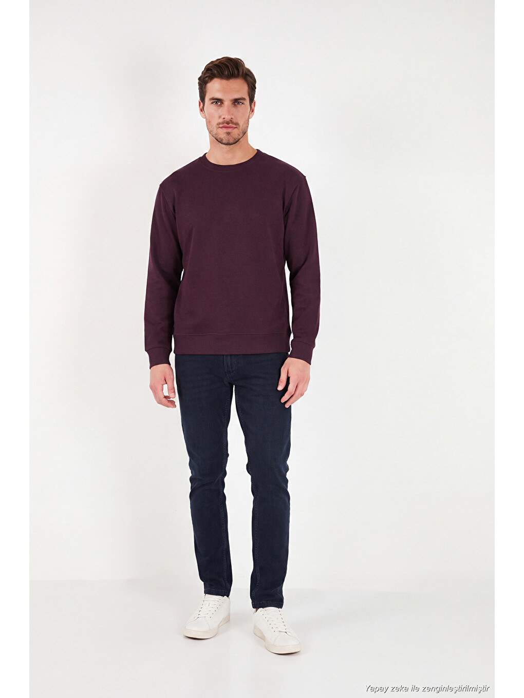 Kırmızı Pamuklu Relaxed Fit Bisiklet Yaka Sweat 5901257-2