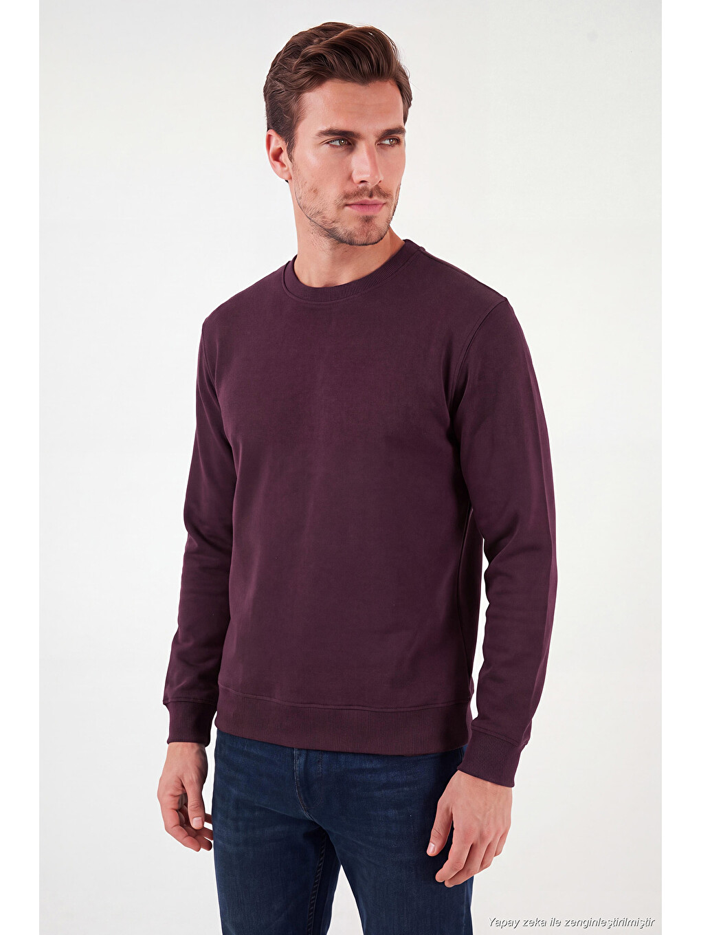 Kırmızı Pamuklu Relaxed Fit Bisiklet Yaka Sweat 5901257-3