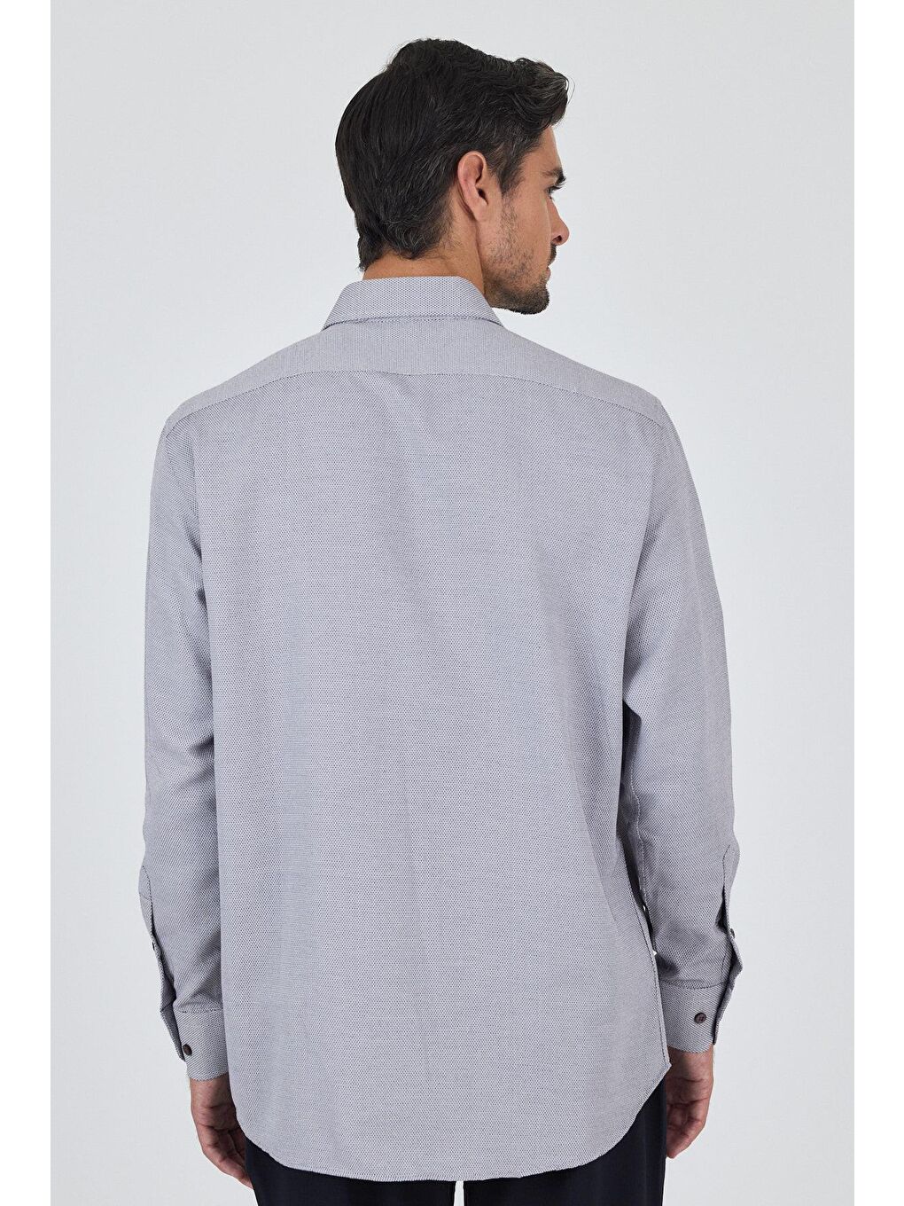 Bordo Sert Yaka Kendinden Desenli Classic Pamuklu Comfort Fit Gömlek 1004250219-3