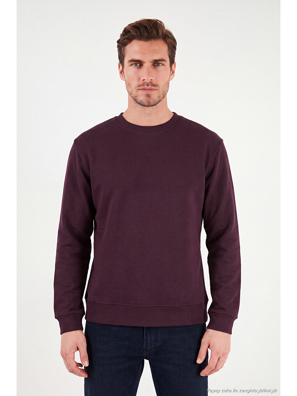 Kırmızı Pamuklu Relaxed Fit Bisiklet Yaka Sweat 5901257-4