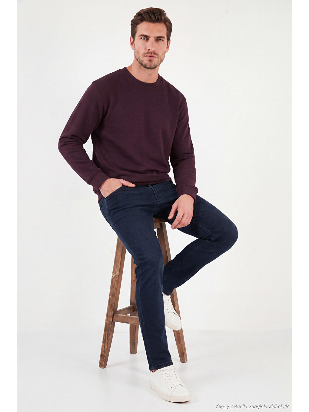Kırmızı Pamuklu Relaxed Fit Bisiklet Yaka Sweat 5901257-5