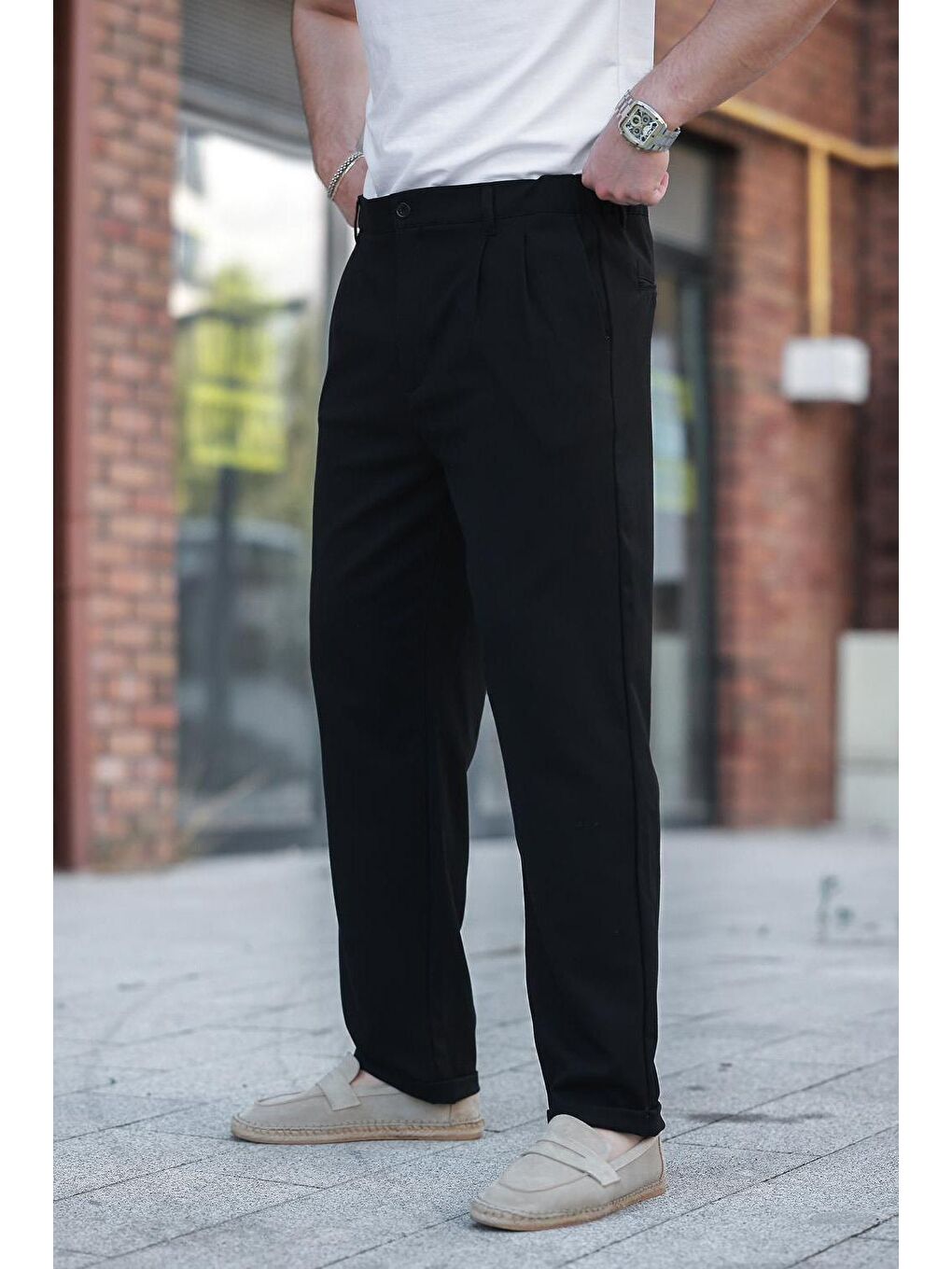 Siyah  Erkek Kumaş Pantolon E6577-3