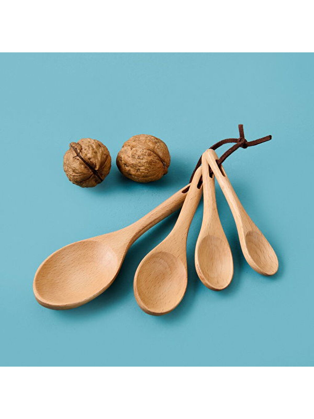 4'lü Bambu Kaşık Seti - Açık Kahverengi-1