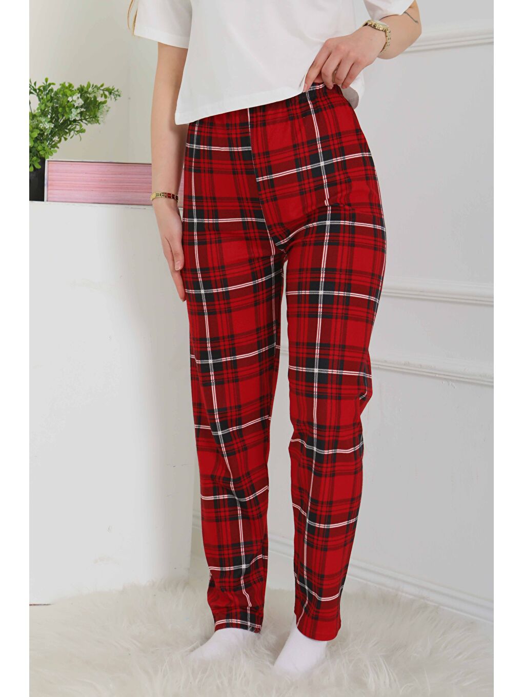 Kırmızı Pijama Altı Büyük Kare Desenli Kirmizi - 26354-1