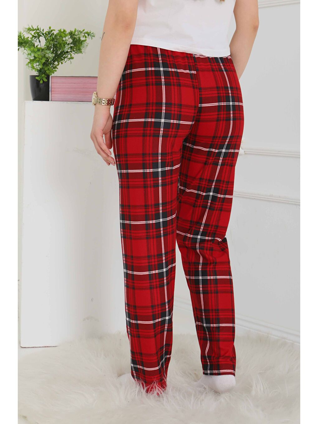 Kırmızı Pijama Altı Büyük Kare Desenli Kirmizi - 26354-3