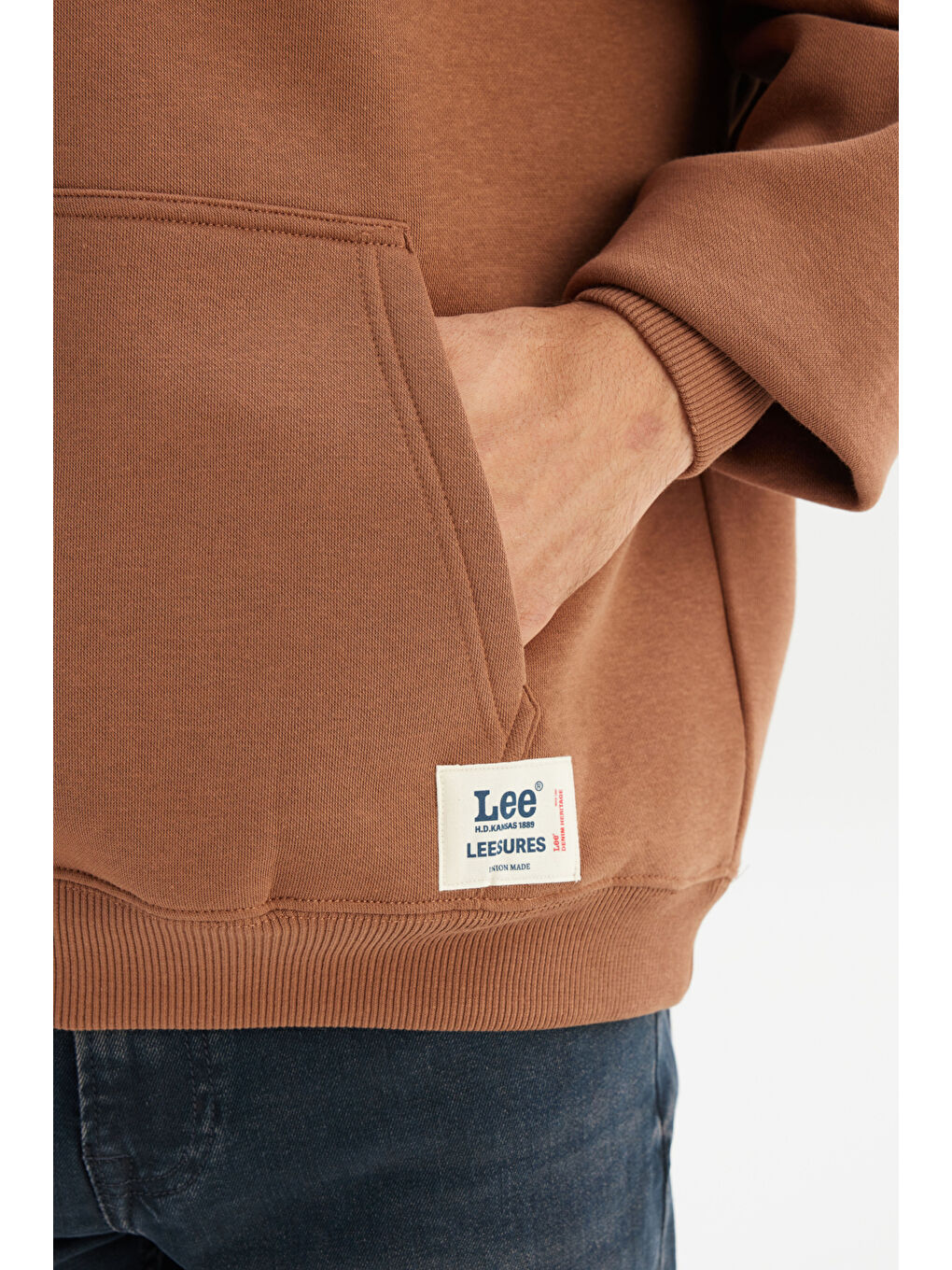 Kahverengi Pamuklu Regular Fit Normal Kesim Kapüşonlu İçi Polarlı Sweatshirt-4