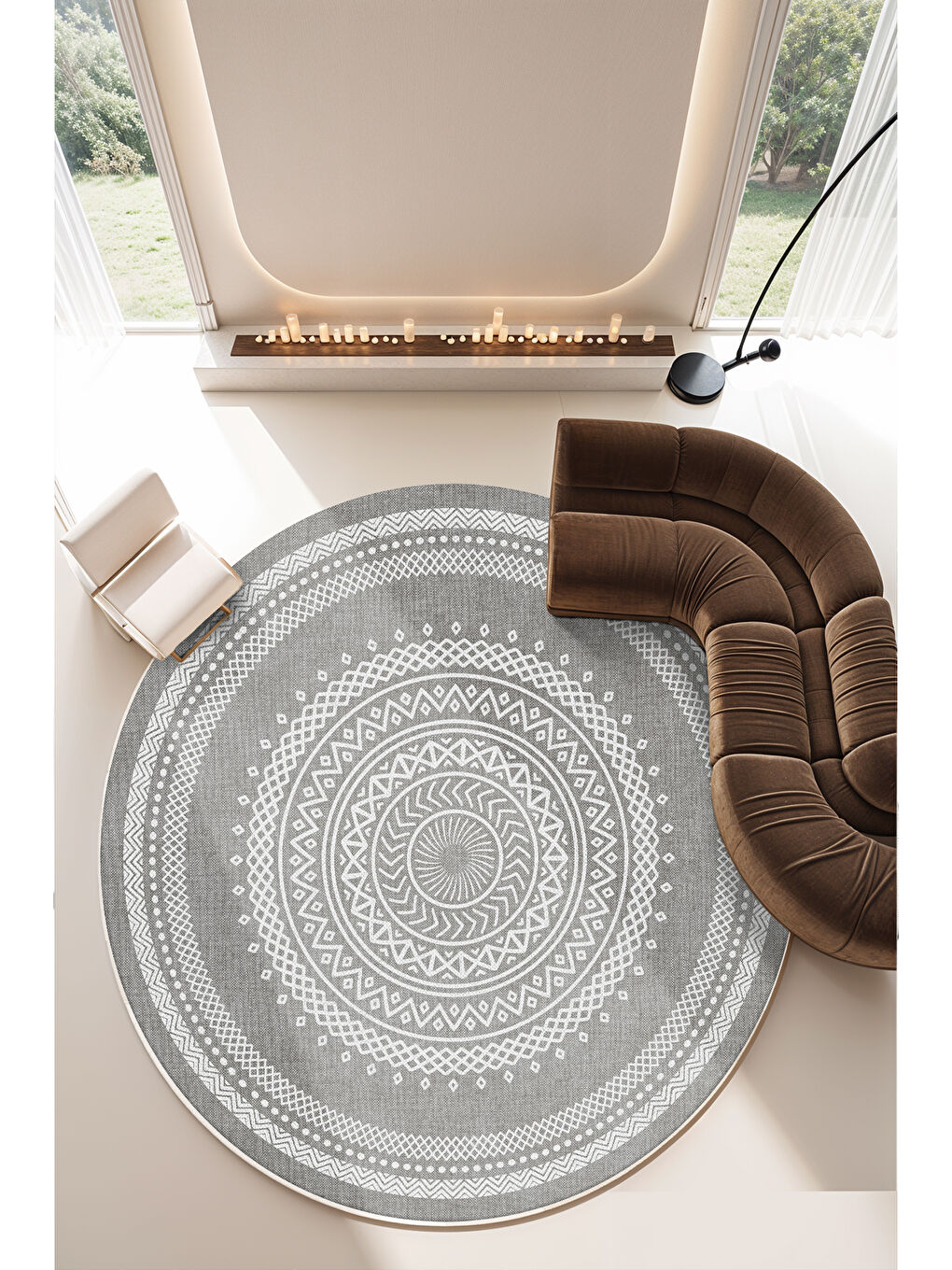 Gri Dekoratif Soft Modern Kaymaz Yıkanabilir Salon Halısı Mutfak Halısı Koridor Halısı Yolluk-2