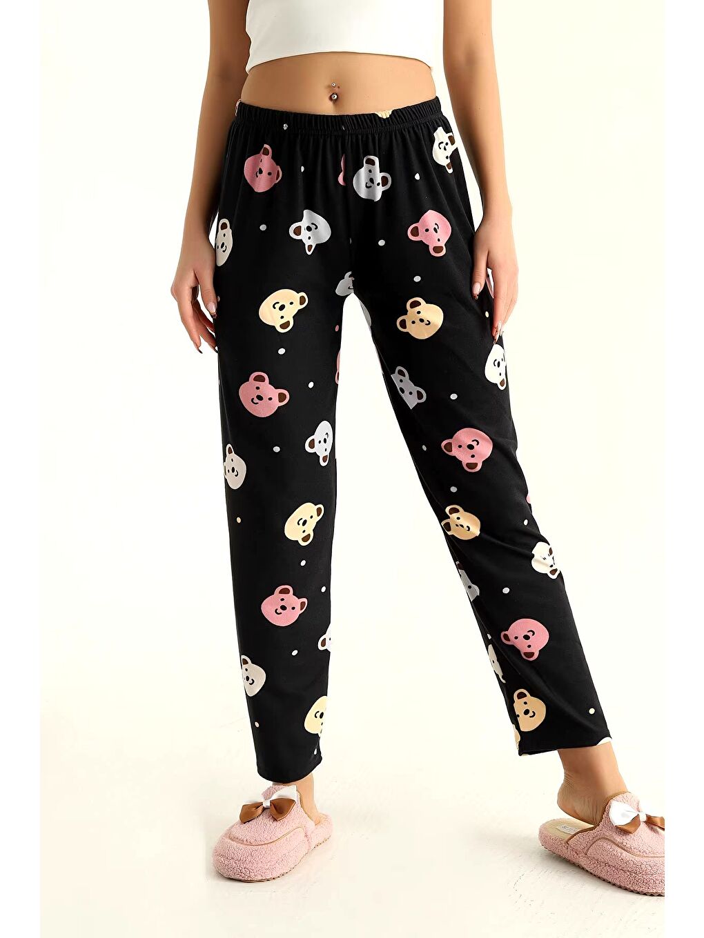 Ayıcıklı Pijama Altı Siyah - 26811-1