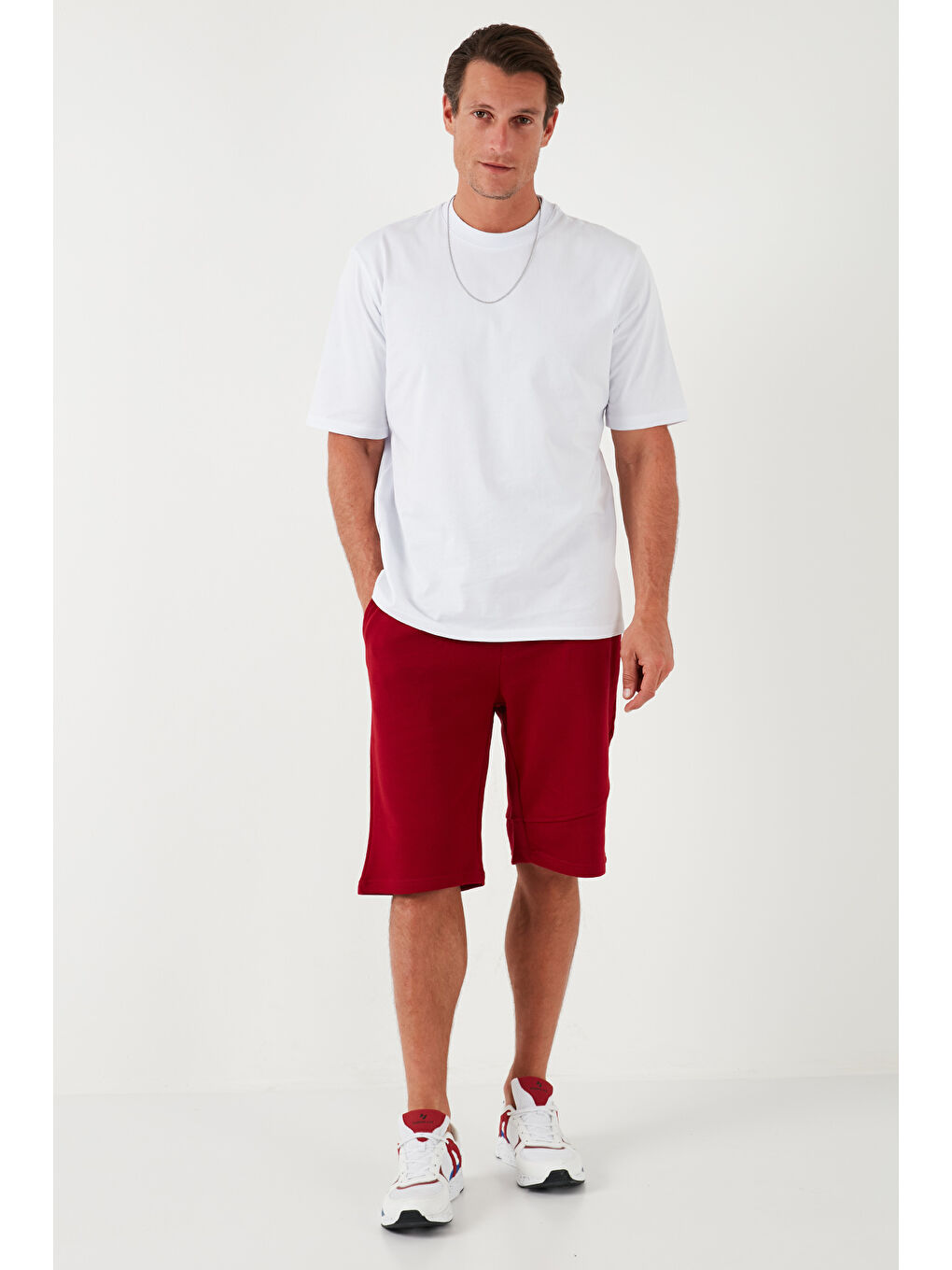 Kırmızı Pamuklu Regular Fit Normal Bel Cepli 2'li Paket Şort 590804142S2-3