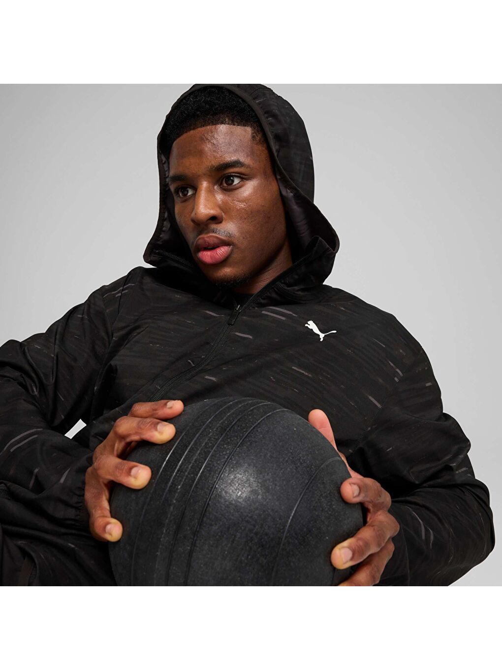 Siyah TAD ESSENTIALS AOP Erkek Dokuma Ceket-5