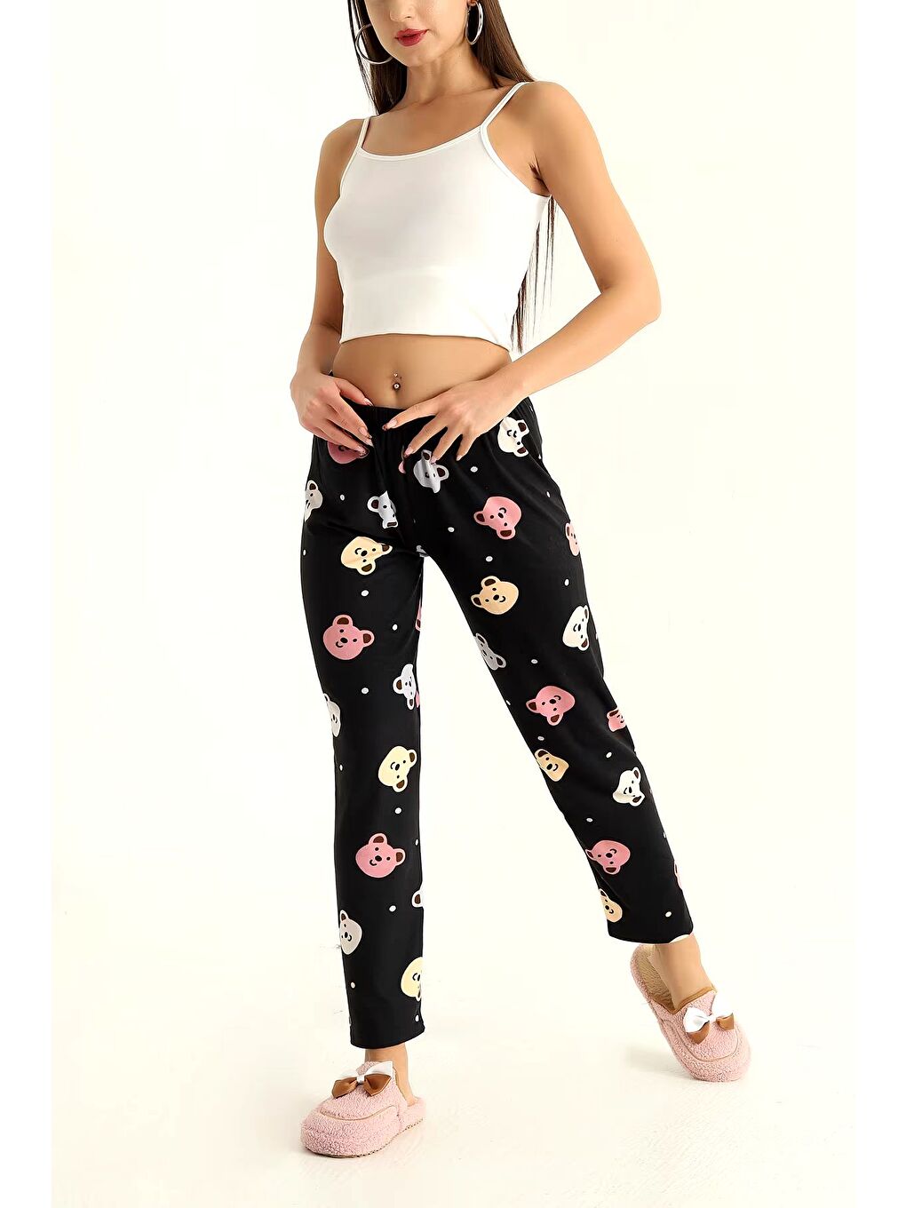 Ayıcıklı Pijama Altı Siyah - 26811-5