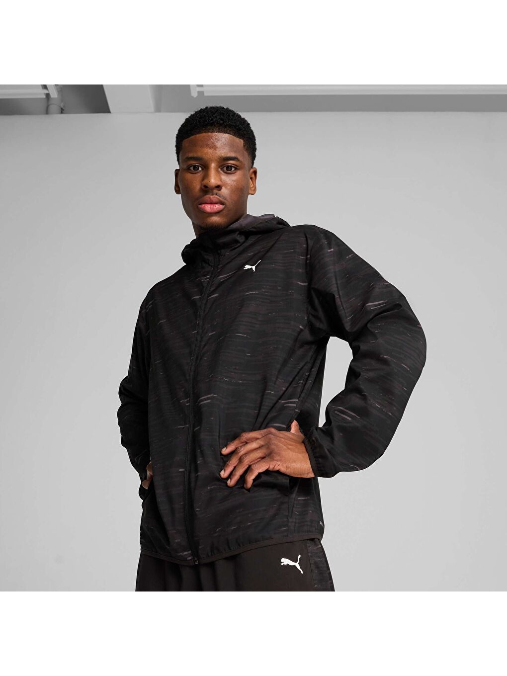 Siyah TAD ESSENTIALS AOP Erkek Dokuma Ceket-6