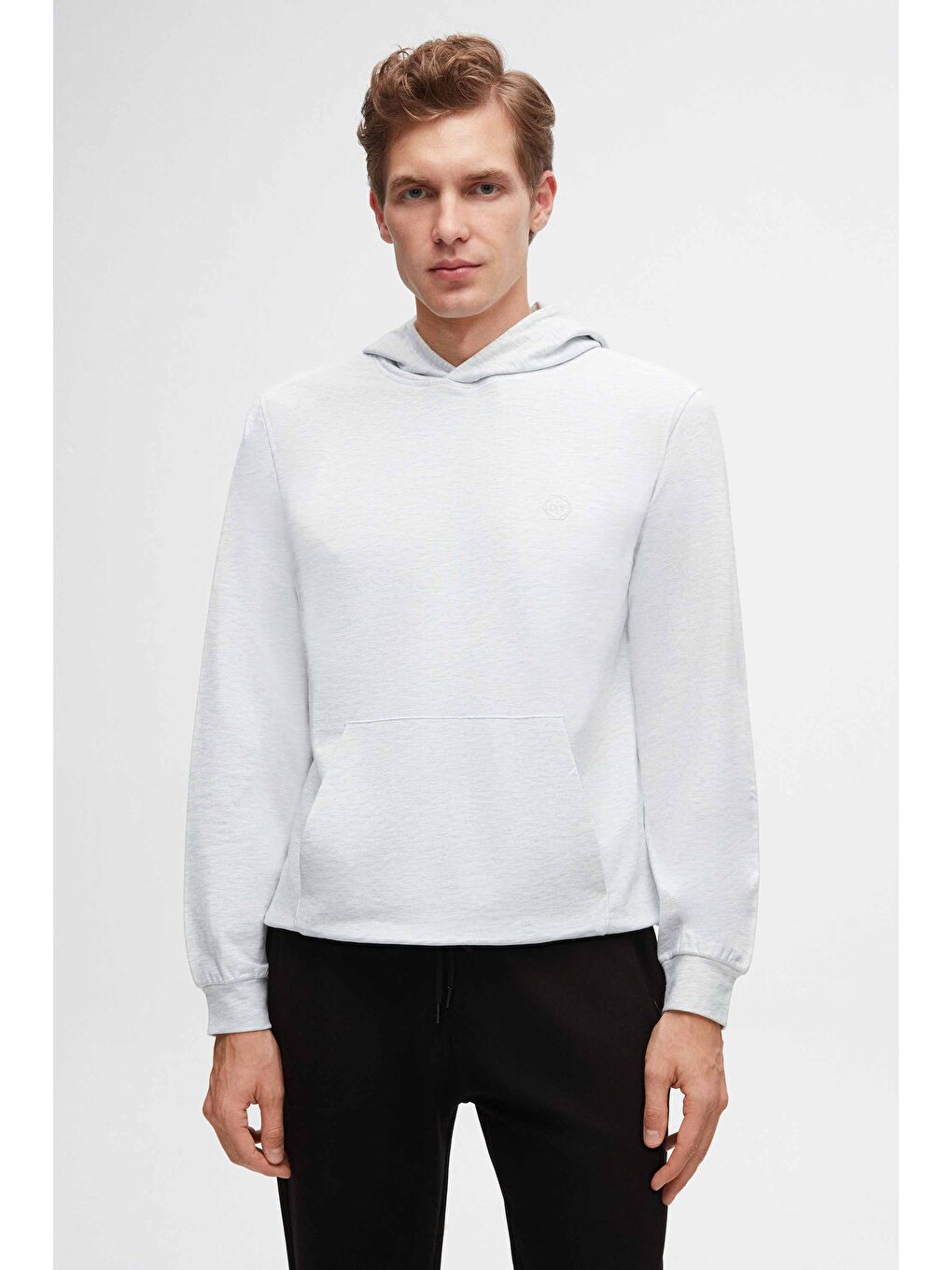 Relaxed Fit Gri Pamuklu Logo Baskılı Sweatshirt