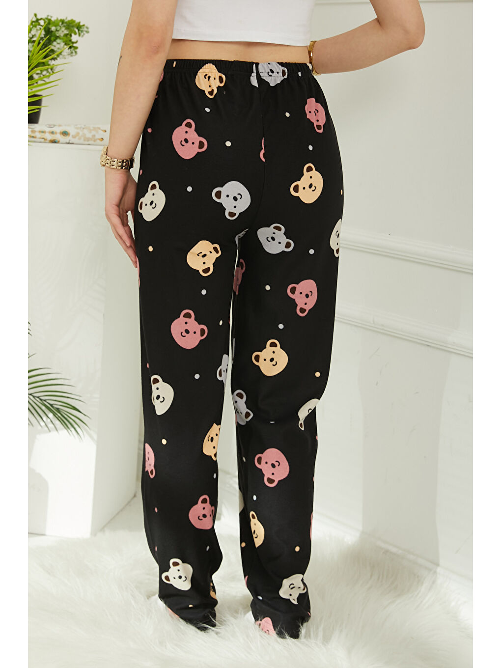 Ayıcıklı Pijama Altı Siyah - 26811-7