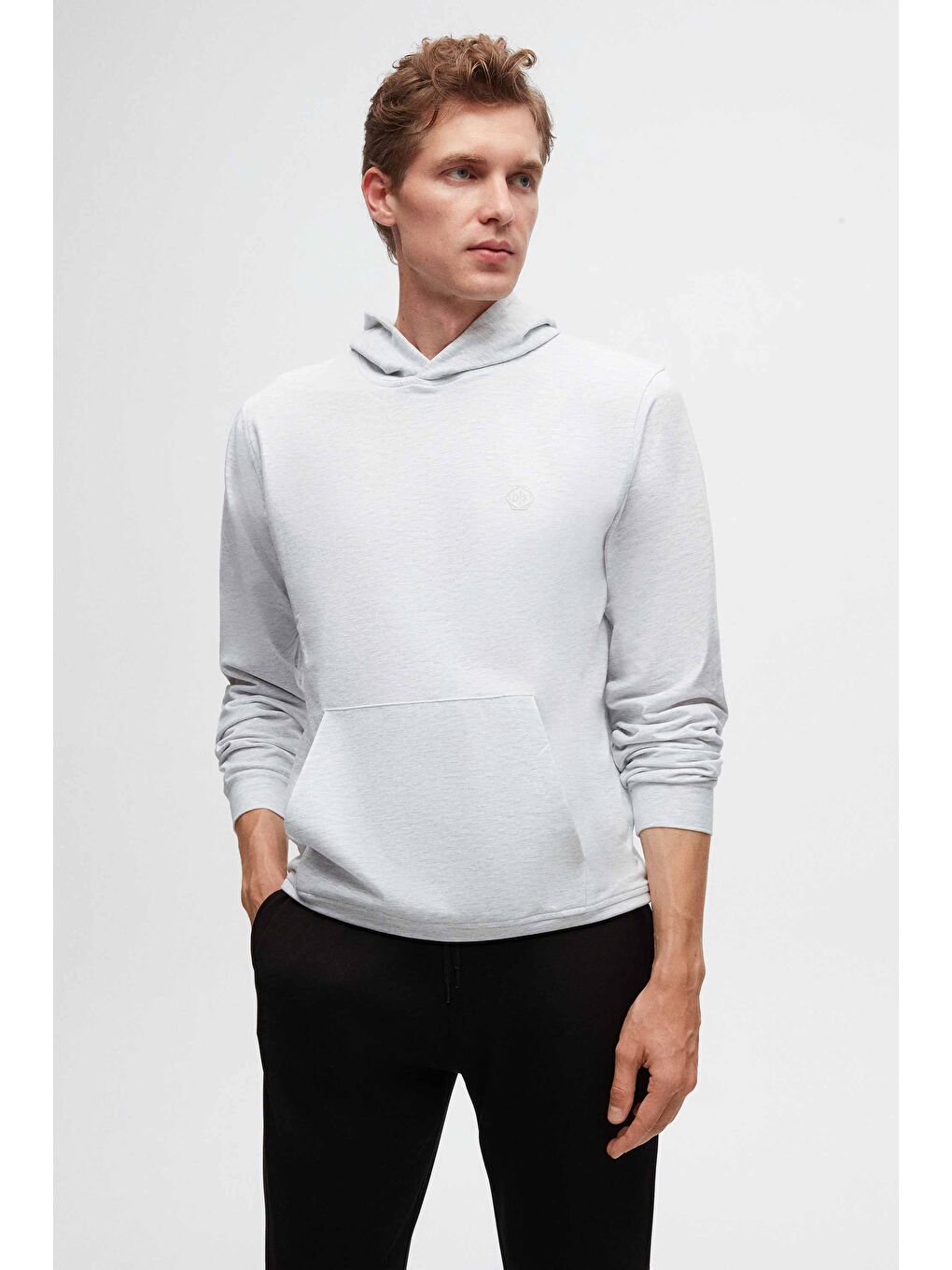 Relaxed Fit Gri Pamuklu Logo Baskılı Sweatshirt-3