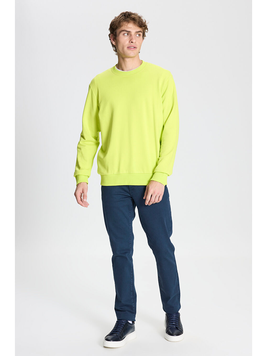 Sarı Erkek ACI SARI Standart Fit Normal Kesim Bisiklet Yaka Pamuklu Sweatshirt-1