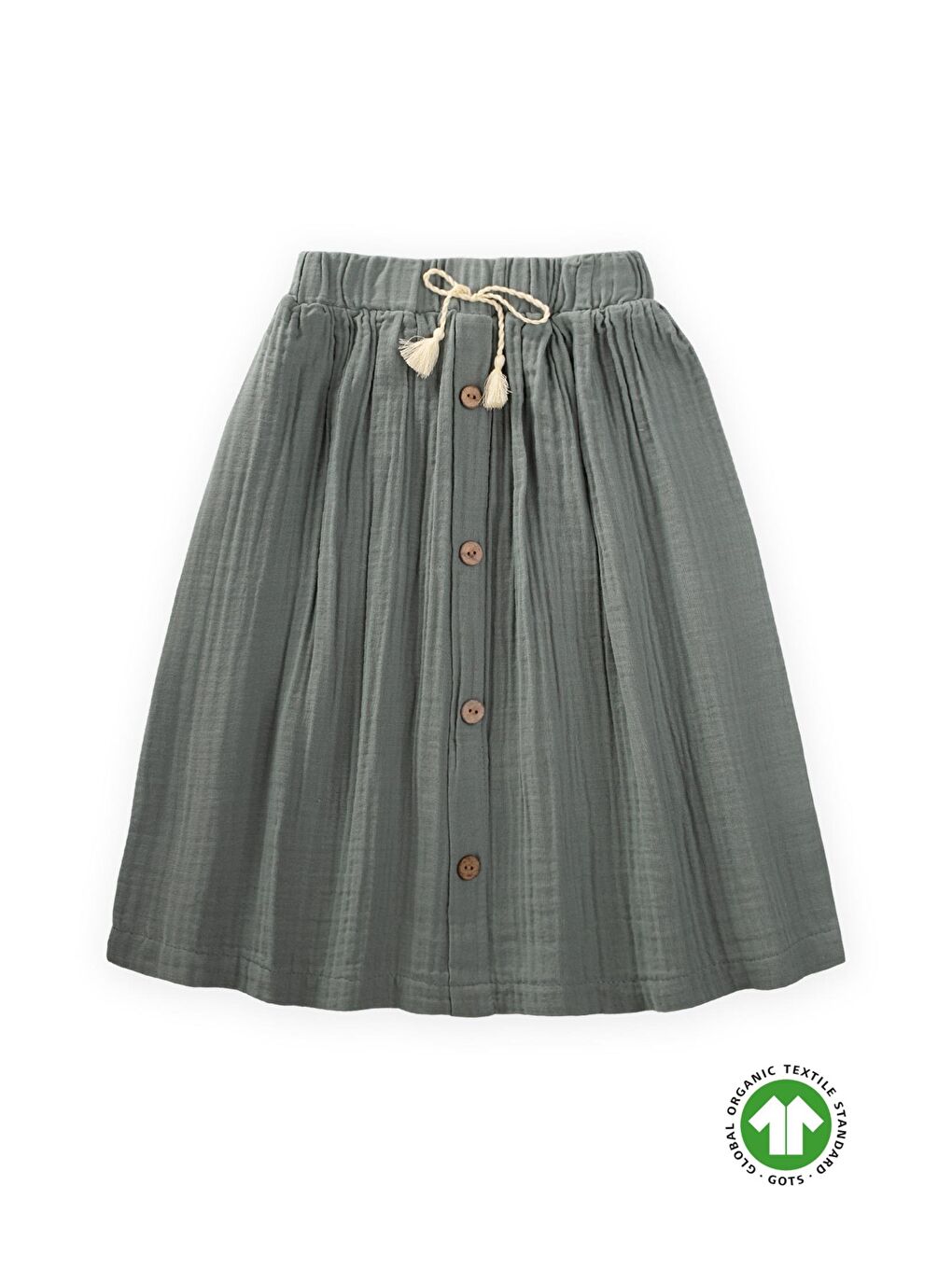 Organik Müslin Etek 8-12 Yaş Çağla Yeşili