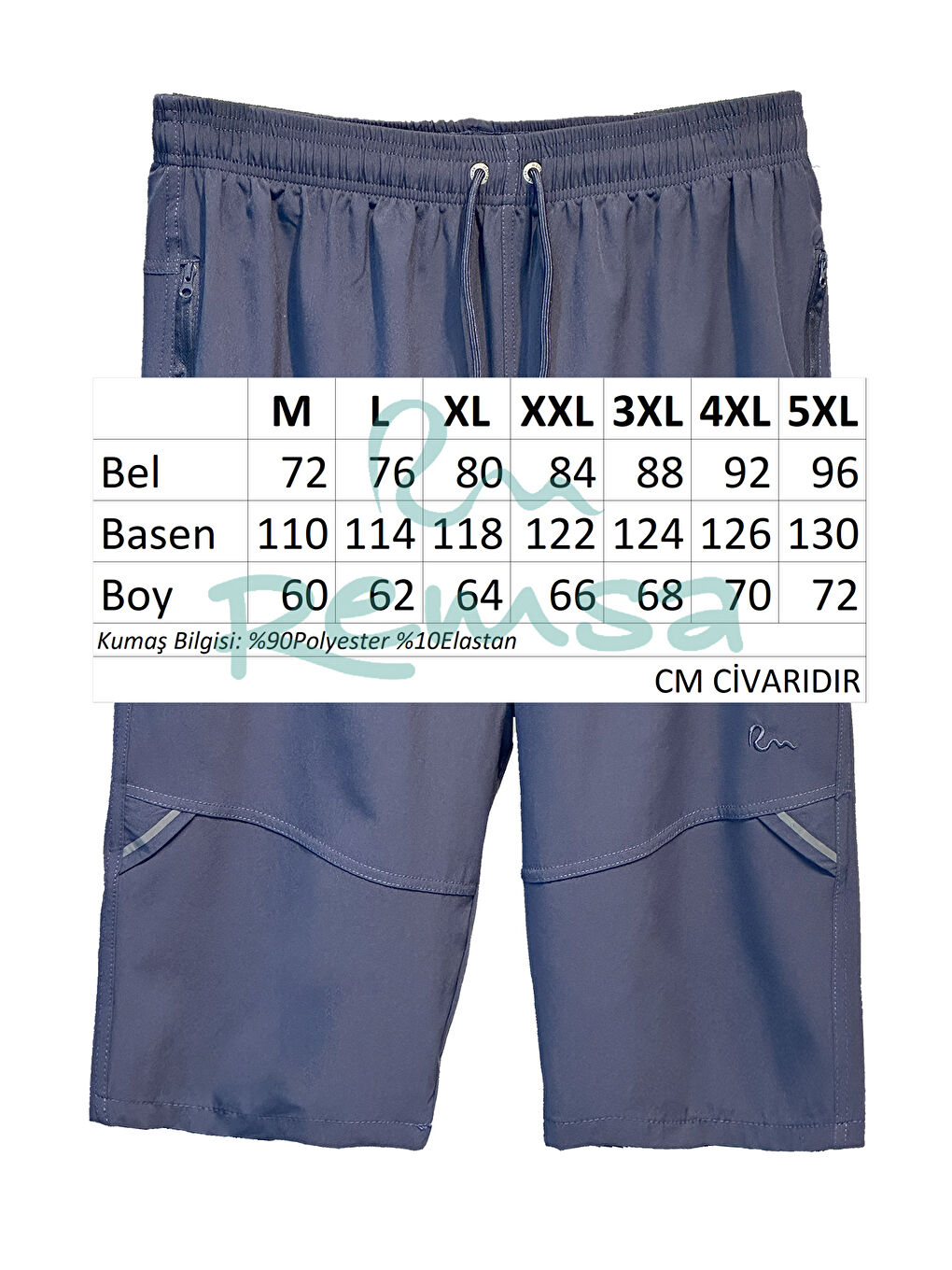 Lacivert Ters Fermuar Erkek Şort Mayo RKS-08 Laci-2