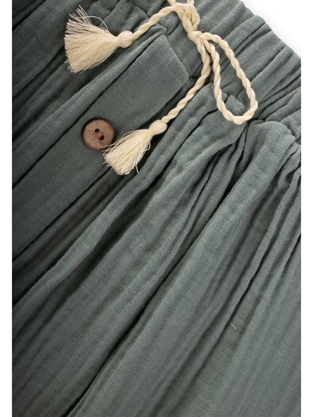 Organik Müslin Etek 8-12 Yaş Çağla Yeşili-2