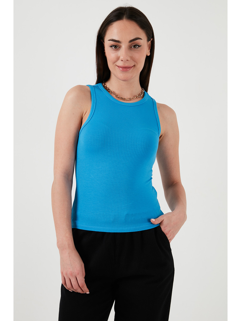 Mavi Slim Fit Halter Yaka Fitilli Atlet 25y0479k1