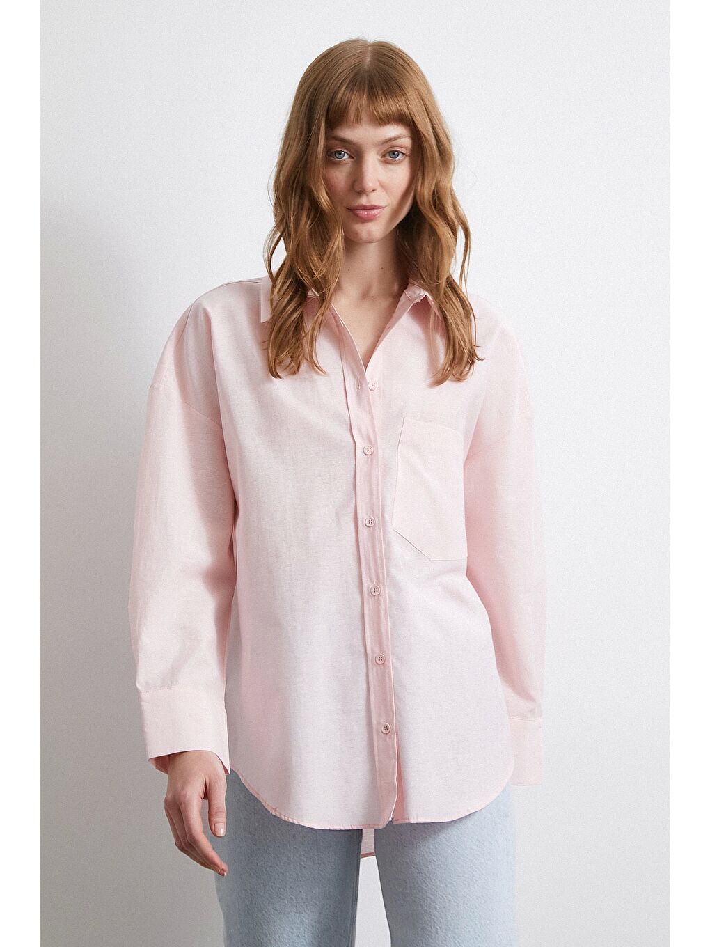 Helen Poplin Gömlek Pembe-4