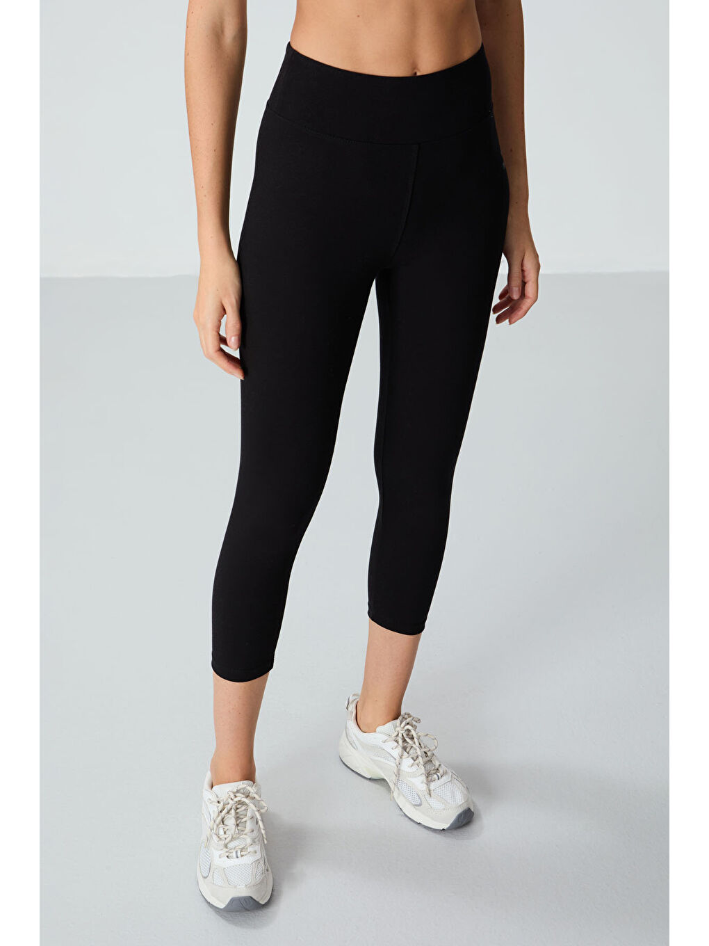 Slim Fit 2li Paket Siyah-Gri Melanj Kadın Kapri Tayt - 93097-3