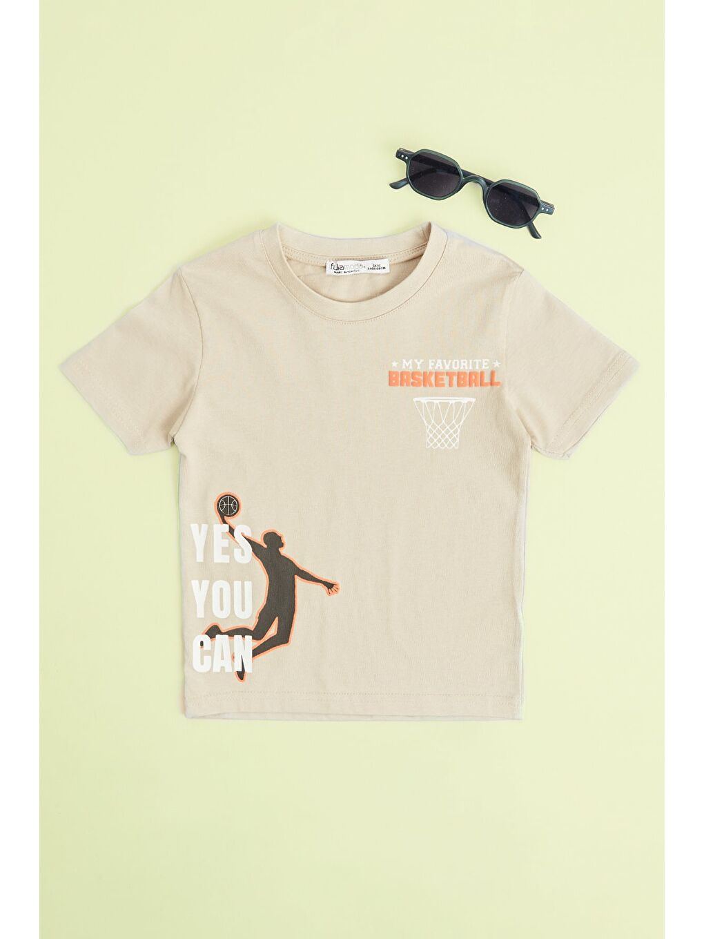 Bej My Foverıte Basketball Baskılı Erkek Çocuk Tişört