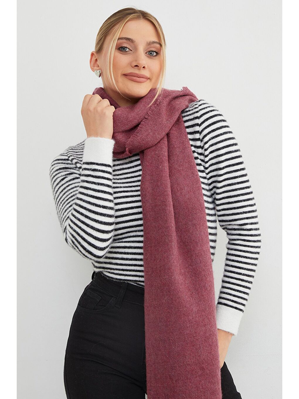 Bordo Basic Şal-1