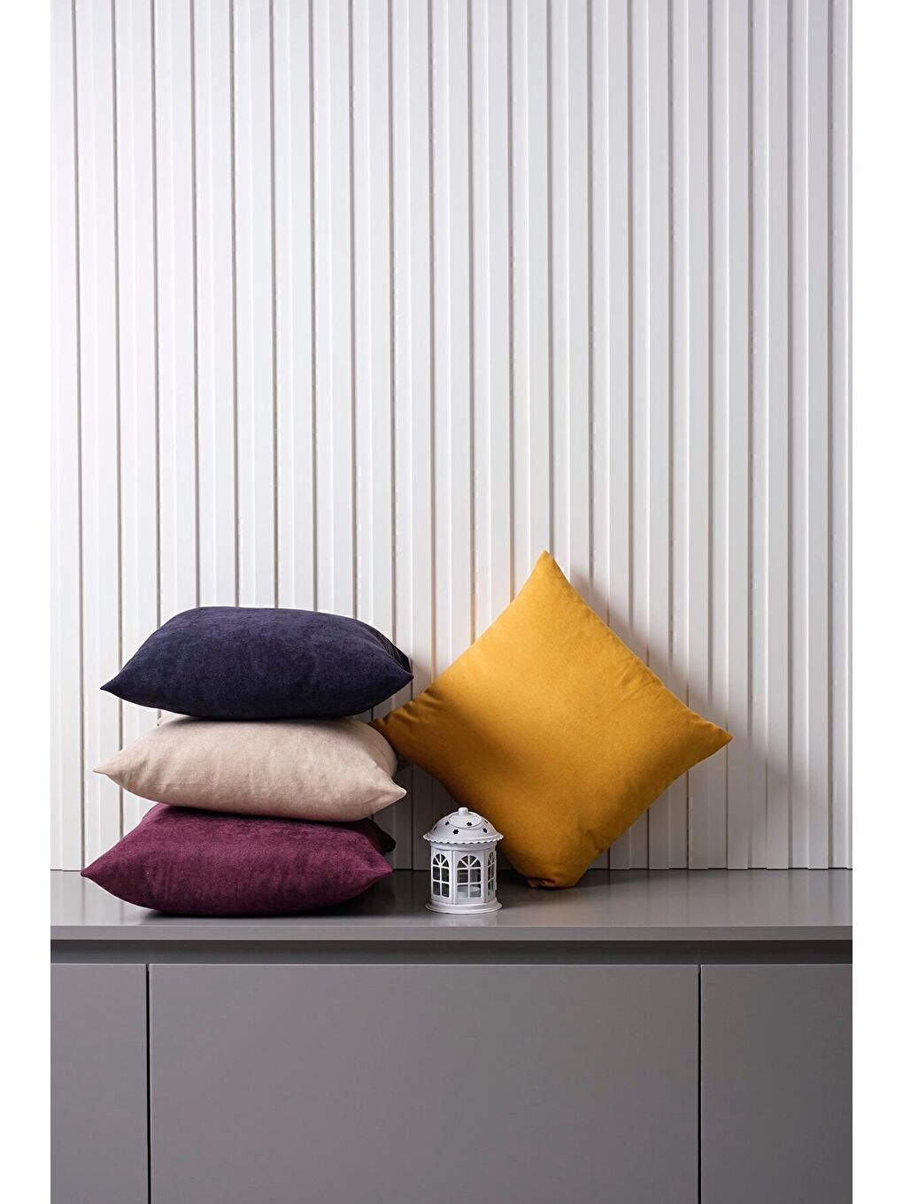 Panoroma Süet Dokulu Düz Punch (Panç) İçin Uygun Mürdüm 45X45 Dekoratif Kırlent Kılıfı-3