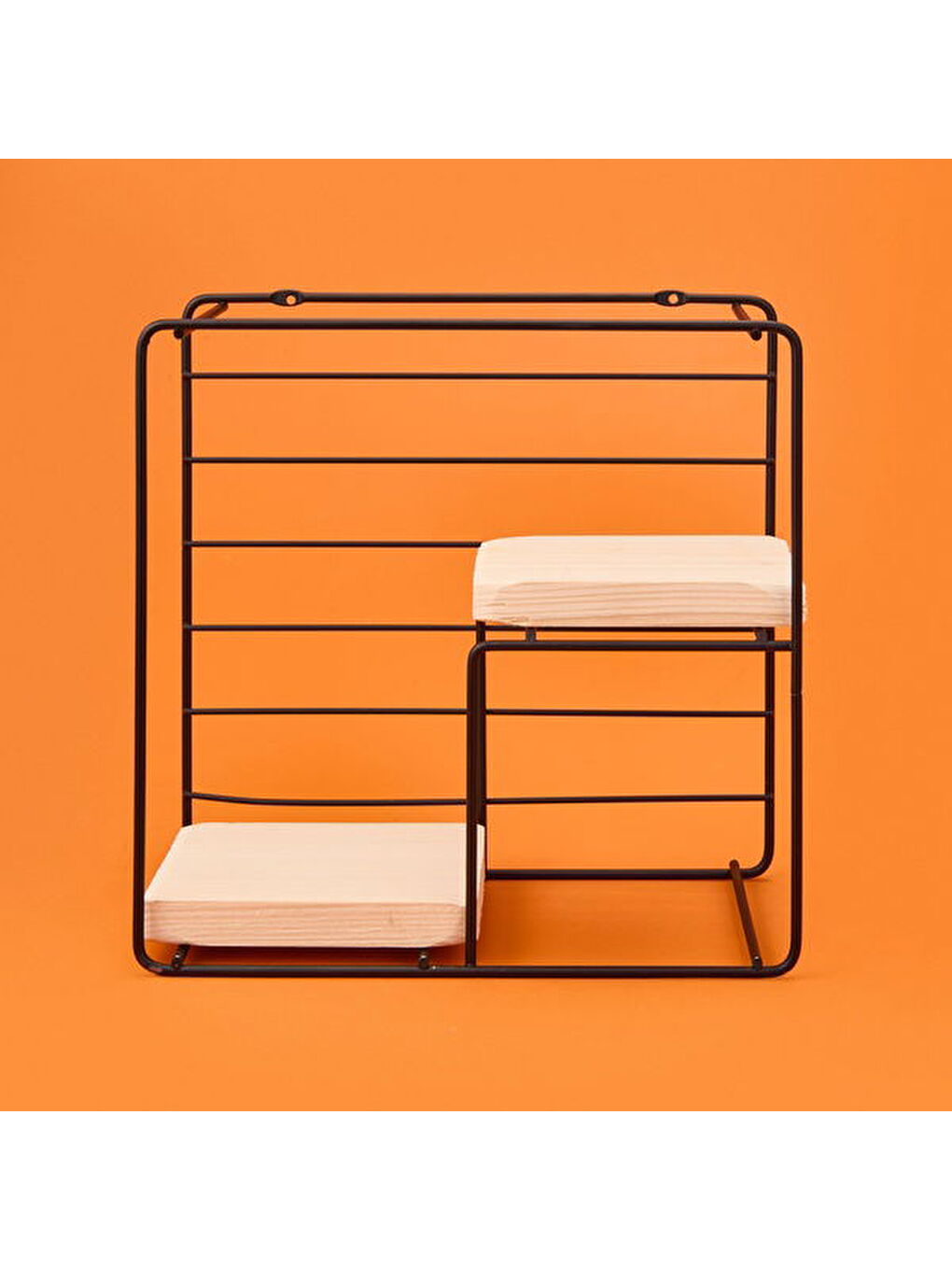 Dekoratif Dörtgen Raf - Siyah - 30 cm