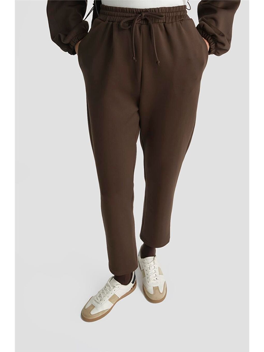 Kahverengi Desenli Yüksek Yaka Relax Takım Kahve-3