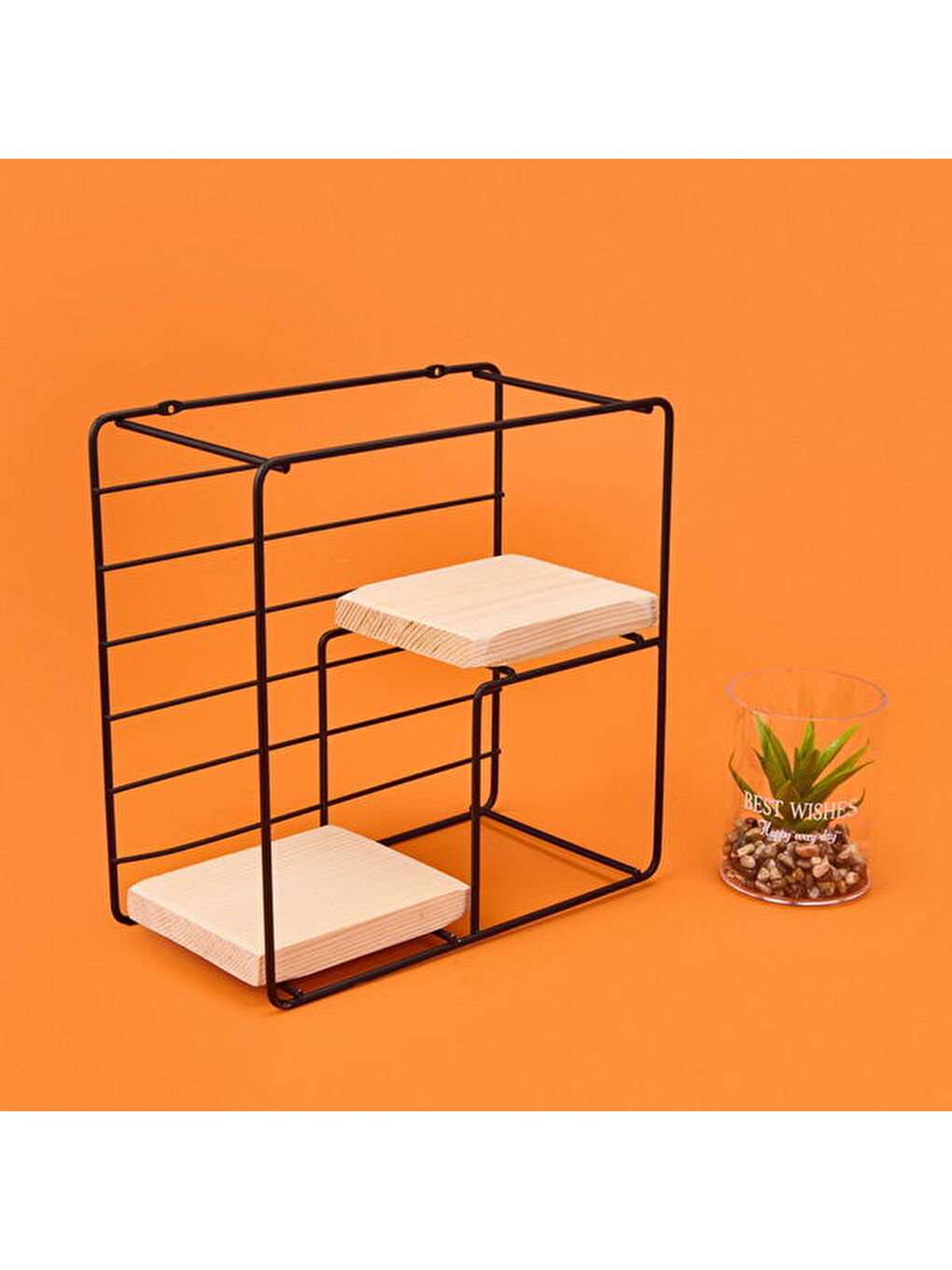 Dekoratif Dörtgen Raf - Siyah - 30 cm-1