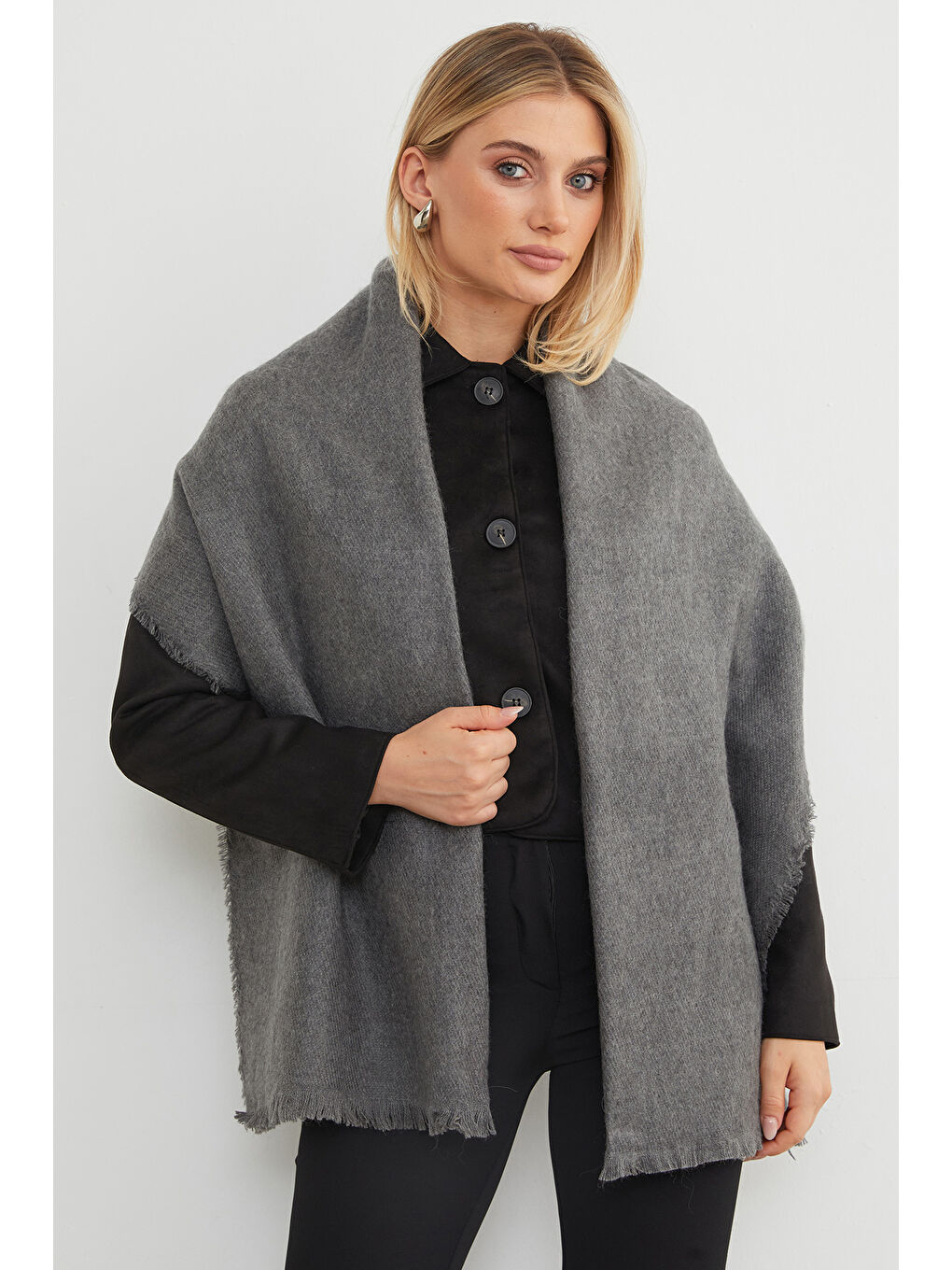 Gri Basic Şal-1