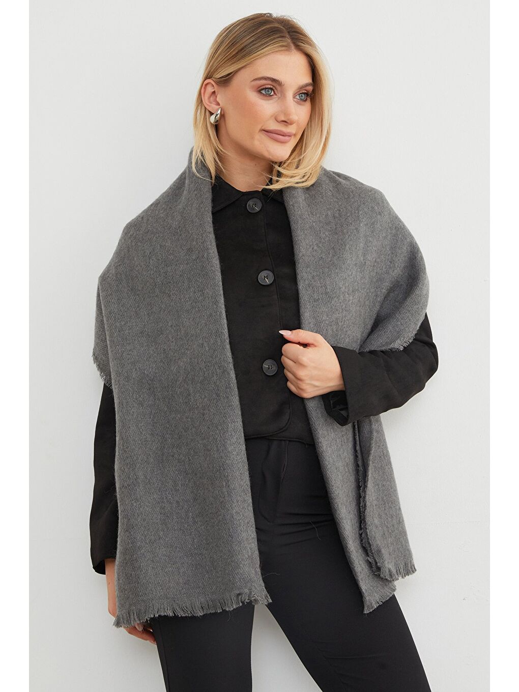 Gri Basic Şal-2