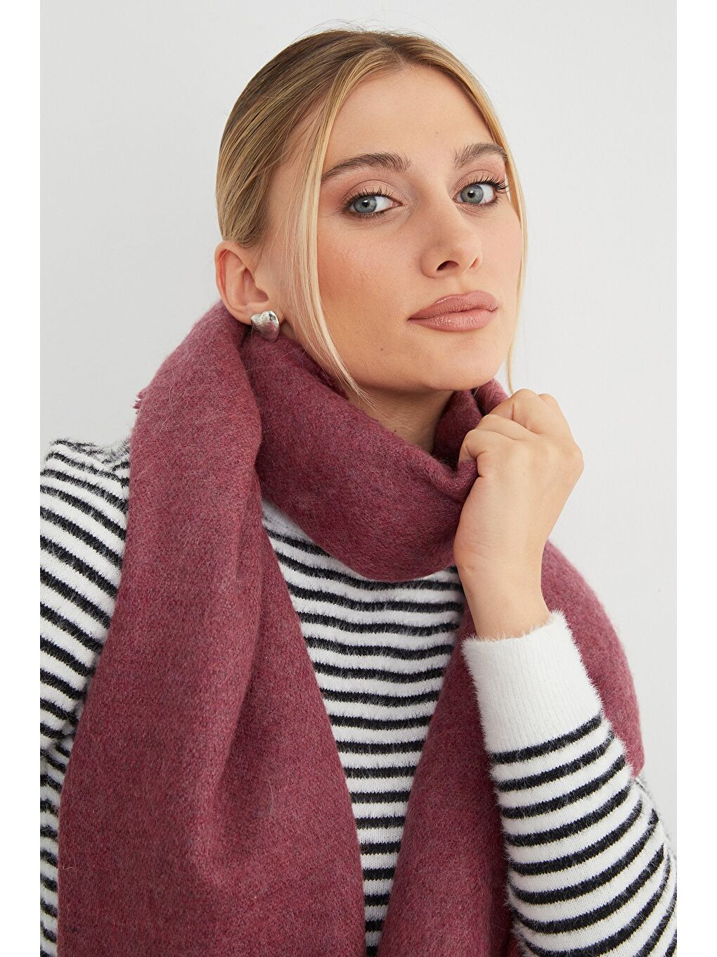 Bordo Basic Şal-4