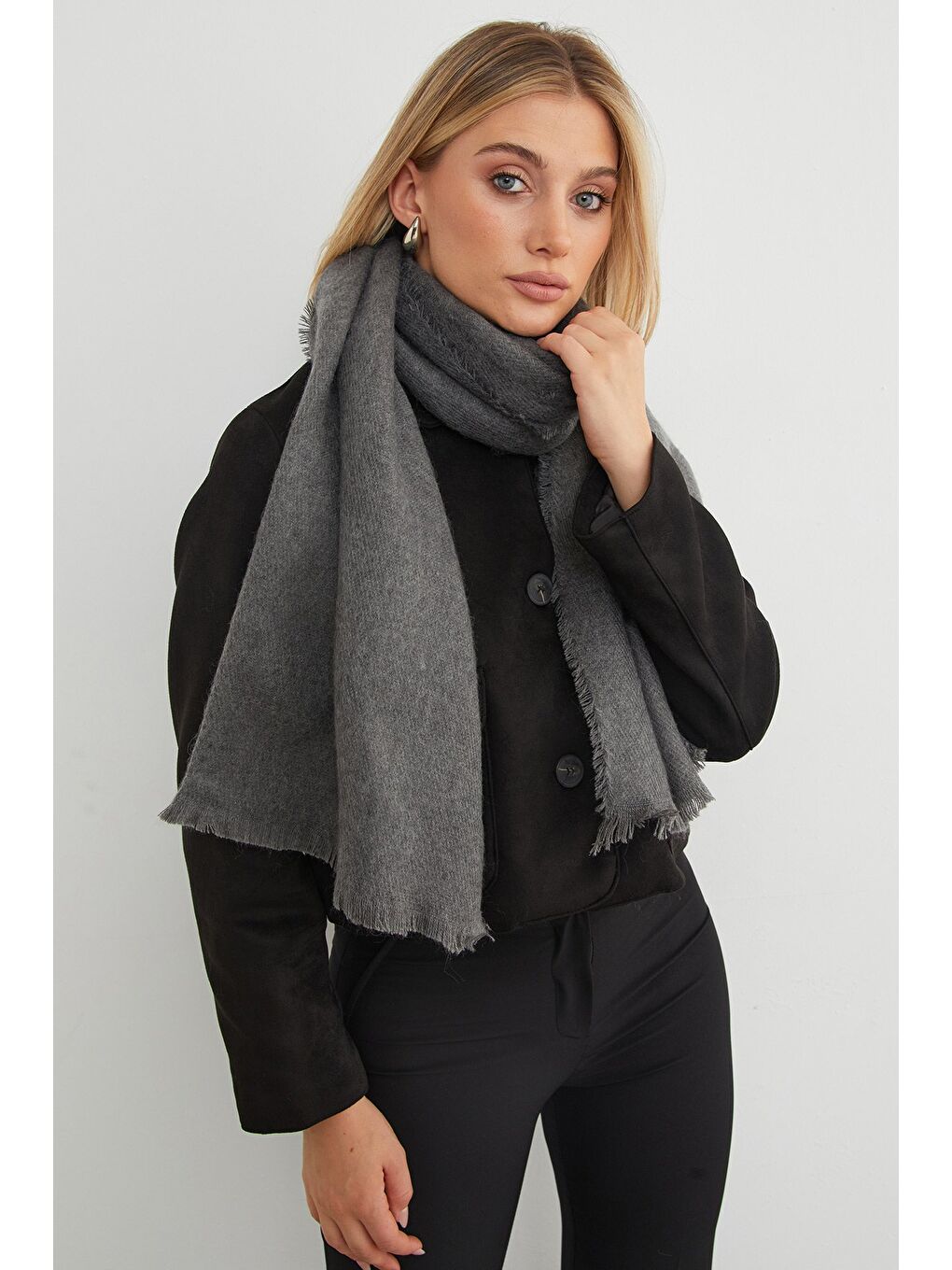 Gri Basic Şal-3