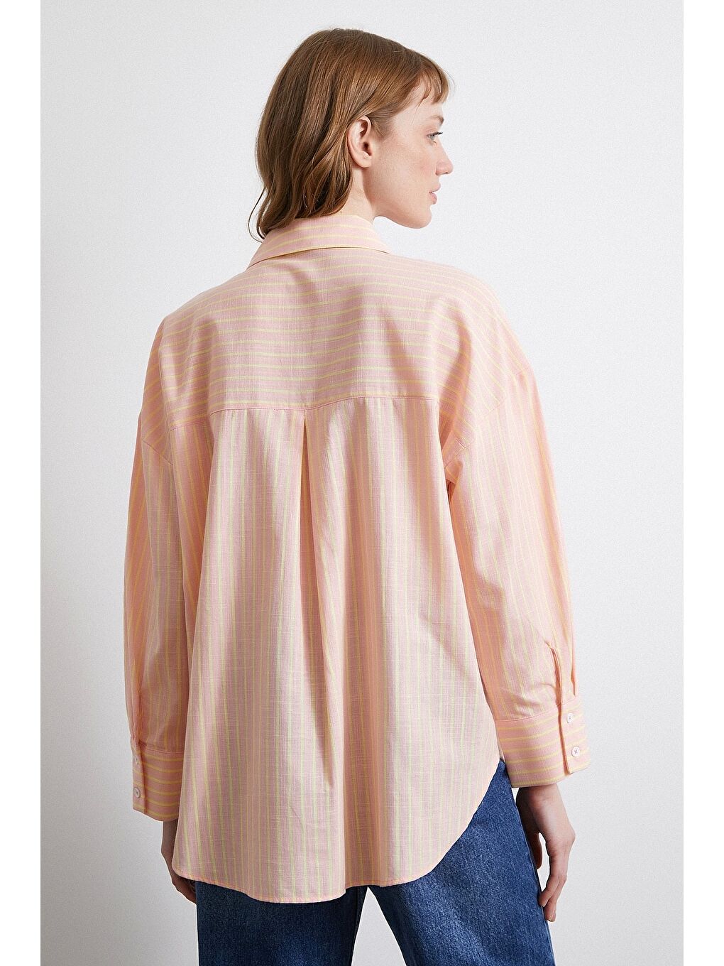 Pembe Filamingi Çizgili Gömlek Pudra-3