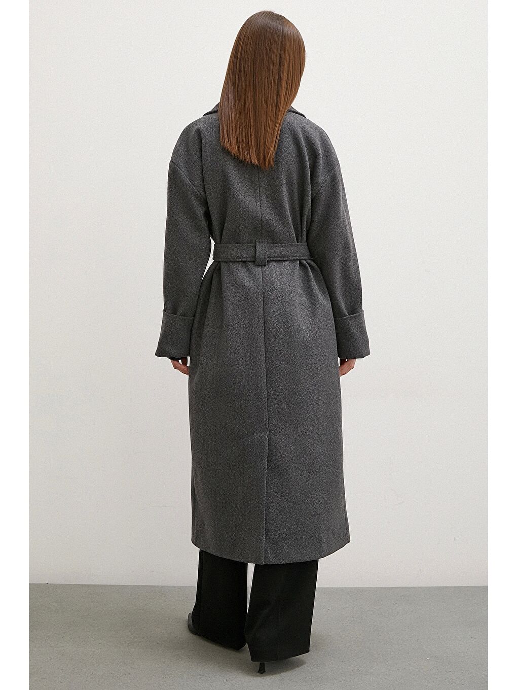 Karışık Kuşaklı Şal Yaka Kaban Antirasit-5