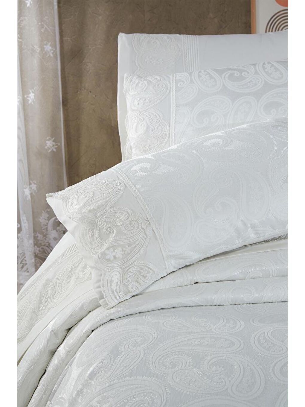 Ekru Şal 7 Parça Gelin Seti Krem-7