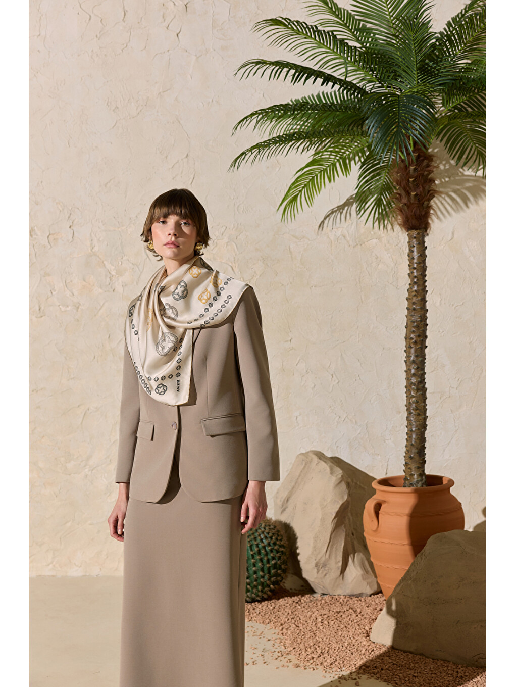 Bej Klasik Blazer Ceket-1
