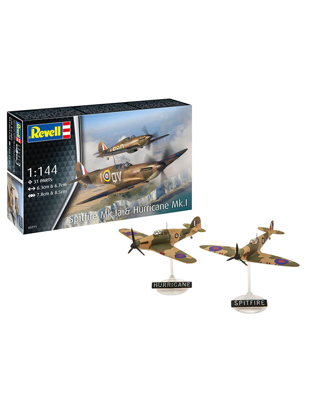 Maket Model Kit Gemi Supermarine Spitfire Mk.Ia & Hawker Hurricane Mk.I 3771