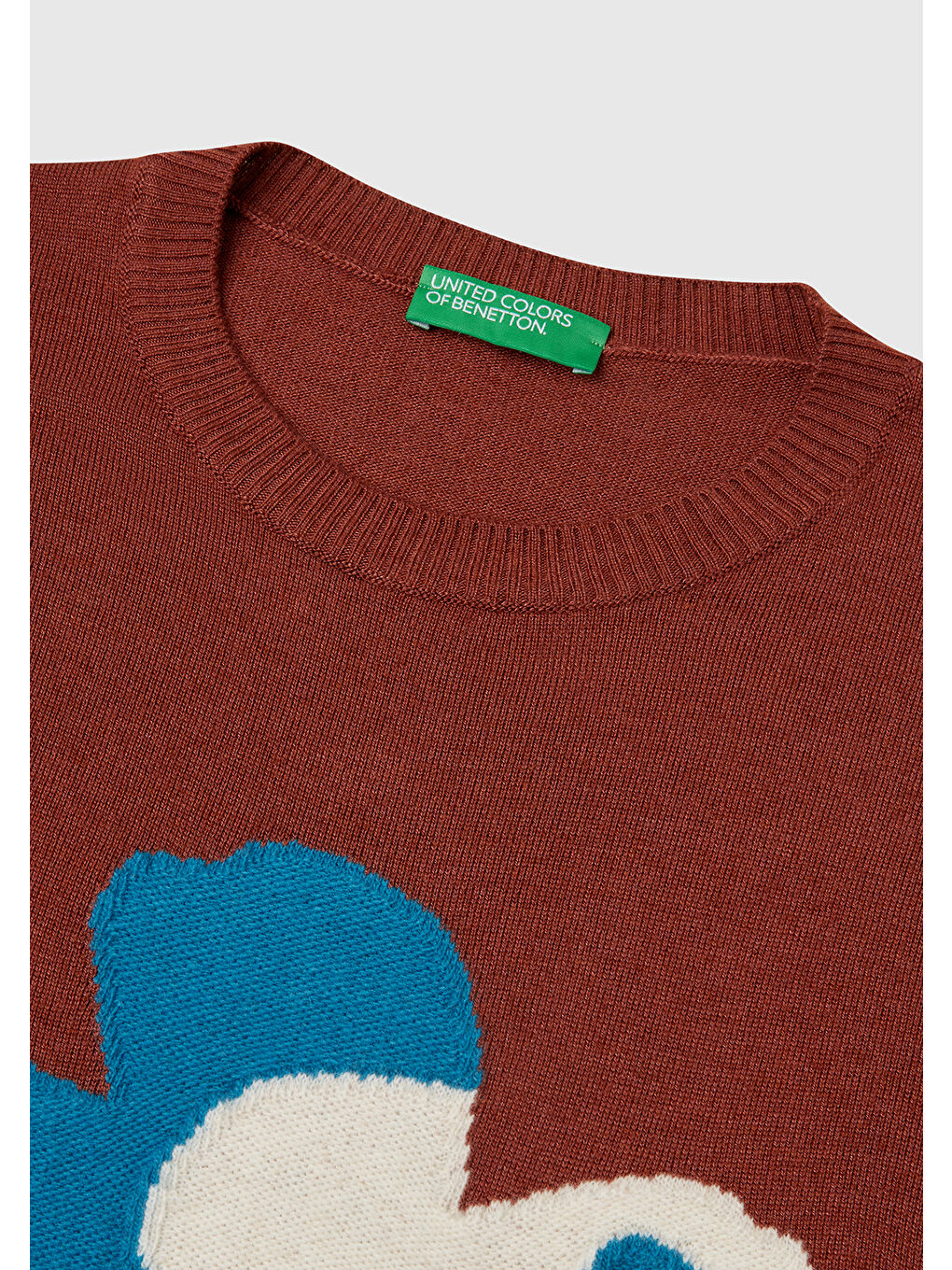 Kadın Kahverengi Viskoz Karışımlı Çiçek Desenli Kazak-5