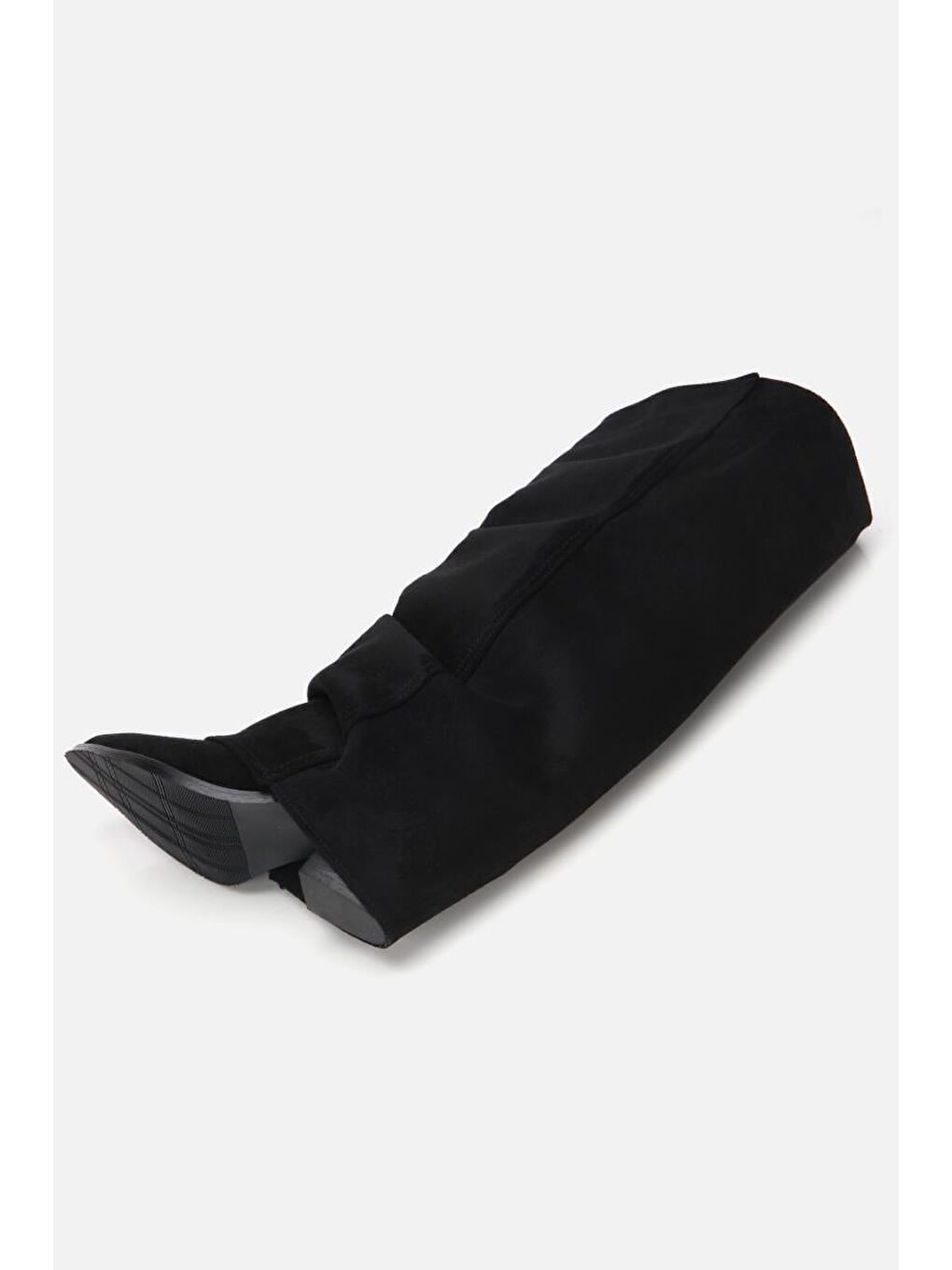 Kadın Süet Siyah Dikiş Detaylı Western Kalın Topuklu Çizme-5