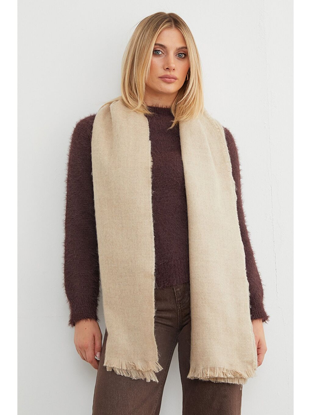 Bej Basic Şal-1