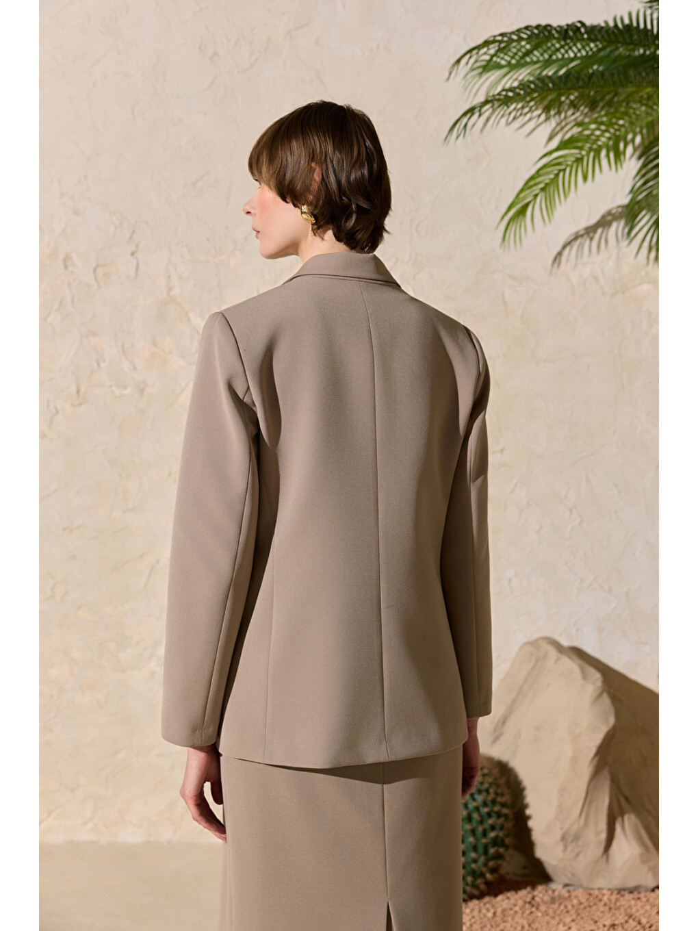 Bej Klasik Blazer Ceket-5