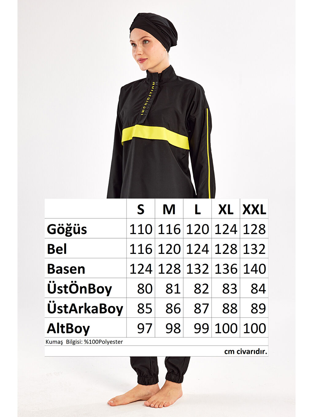 Paraşüt Tam Kapalı Tesettür Mayo Hanley 1502 Siyah-3