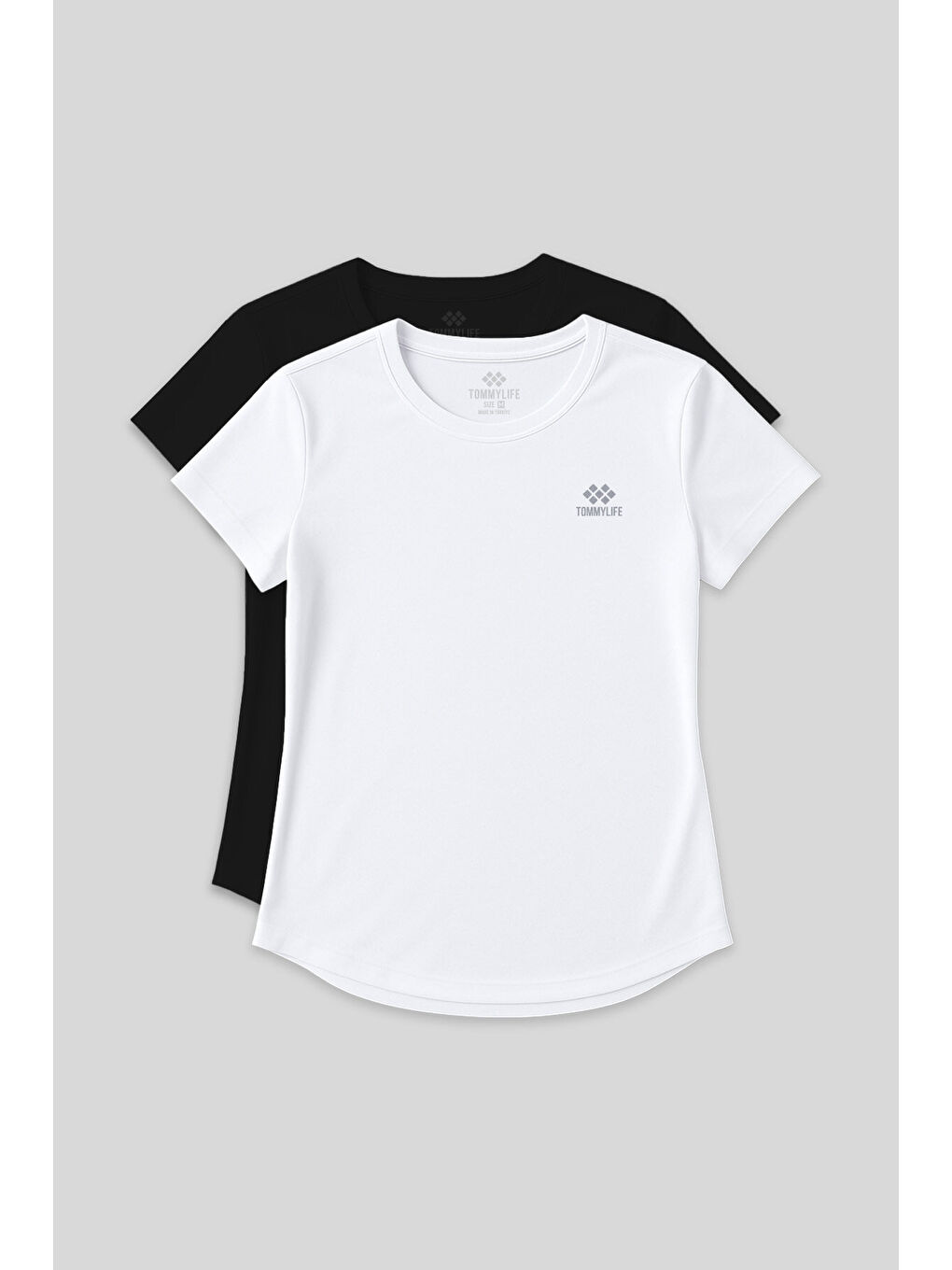 Standart Kalıp O Yaka 2li Paket Siyah-Beyaz Kadın T-Shirt - 97144