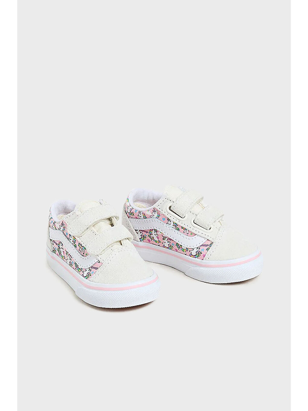 Pembe Old Skool V Süet Detaylı Desenli Cırt Cırtlı Sneaker Ayakkabı VN0009RCCY71-1